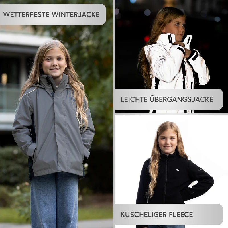 3in1 Smart Jacket - Reflektierende Jacke mit Fleece Zipp-In für Kinder & Jugendliche