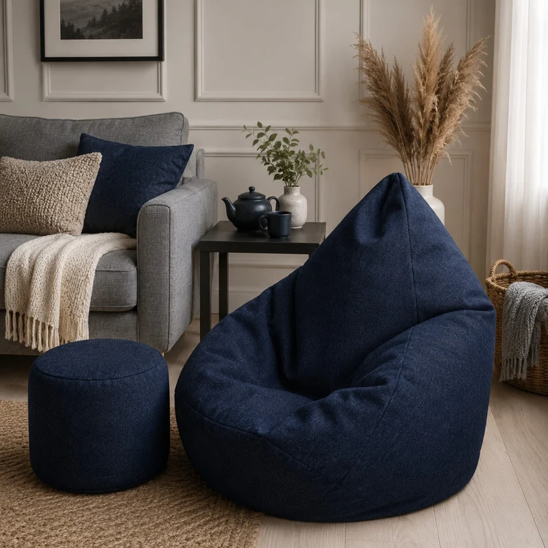Jeans-Imitat aus wasserabweisendem Stoff - Marineblau