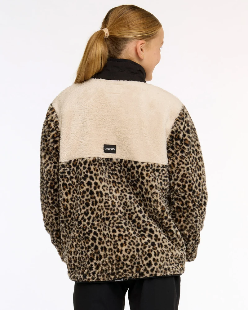 Youth Sherpa Half Zip Fleece | Leopard