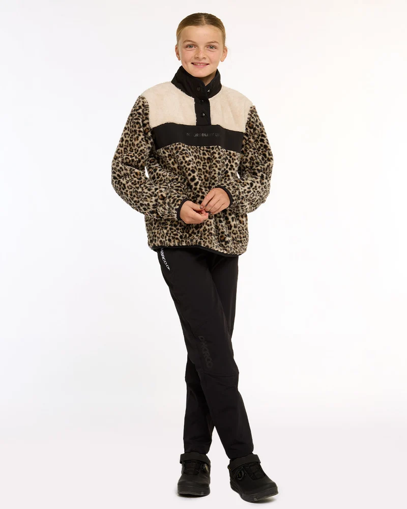 Youth Sherpa Half Zip Fleece | Leopard