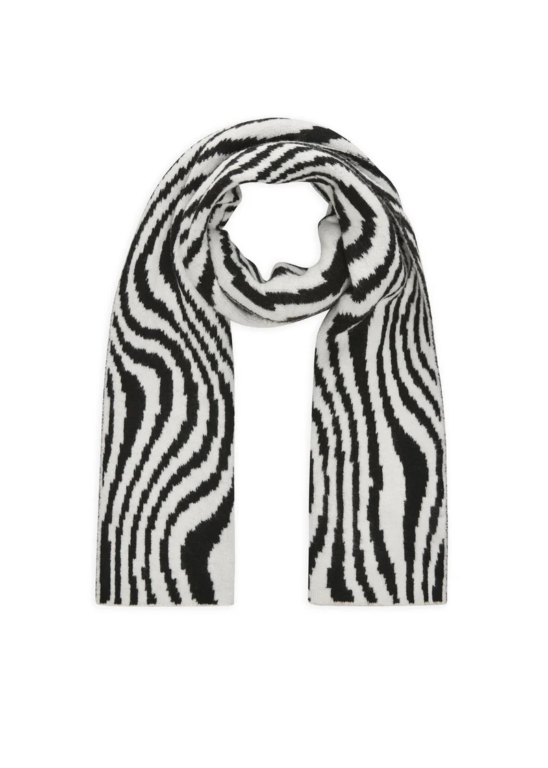 Gestrickter Schal aus recyceltem Polyester-Mix mit Zebra-Muster