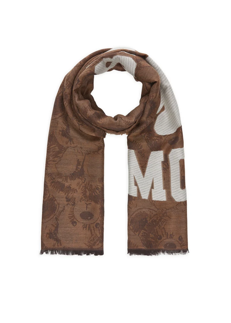 Jacquard-Schal mit Teddy-Motiven und Schriftzug