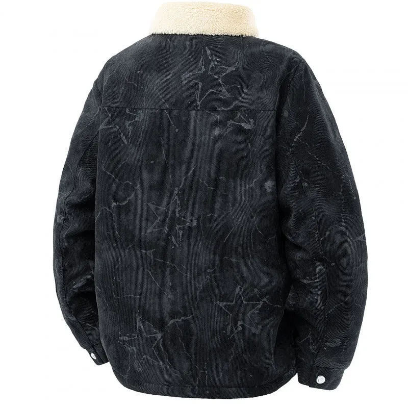 Herren Stylisches Cordjacke mit Teddyfutter Drune