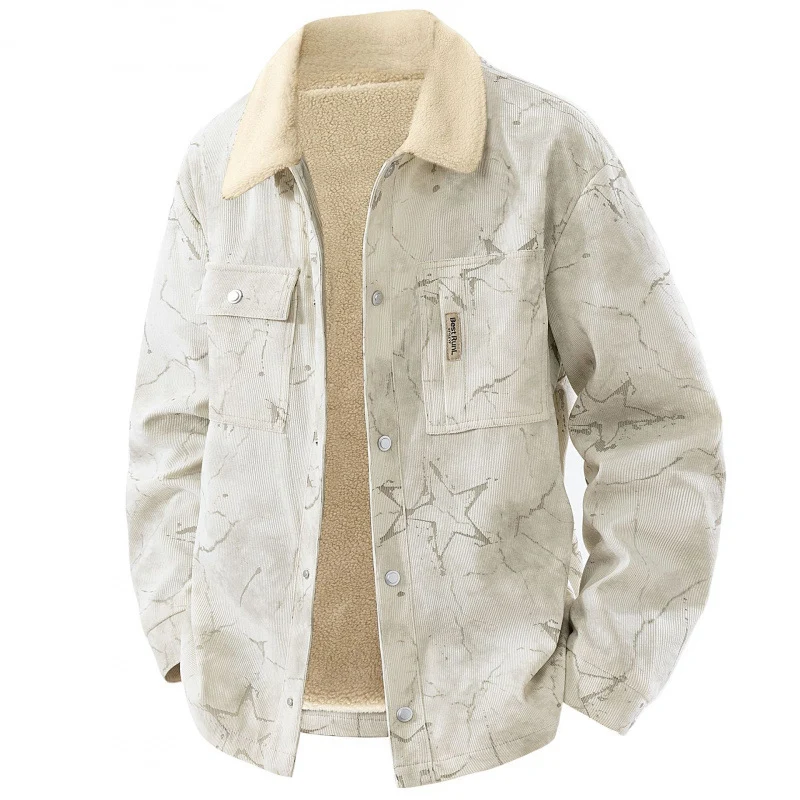 Herren Stylisches Cordjacke mit Teddyfutter Drune
