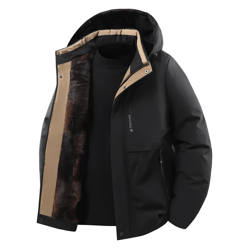 Herren Stylische Winterjacke mit Kunstfell Drune
