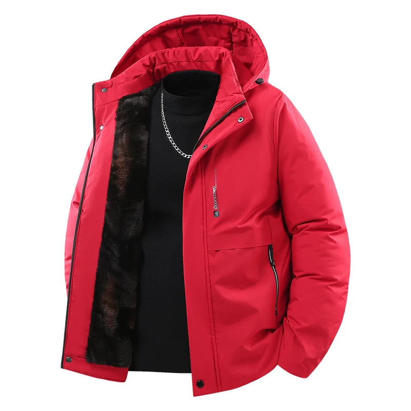 Herren Stylische Winterjacke mit Kunstfell Drune