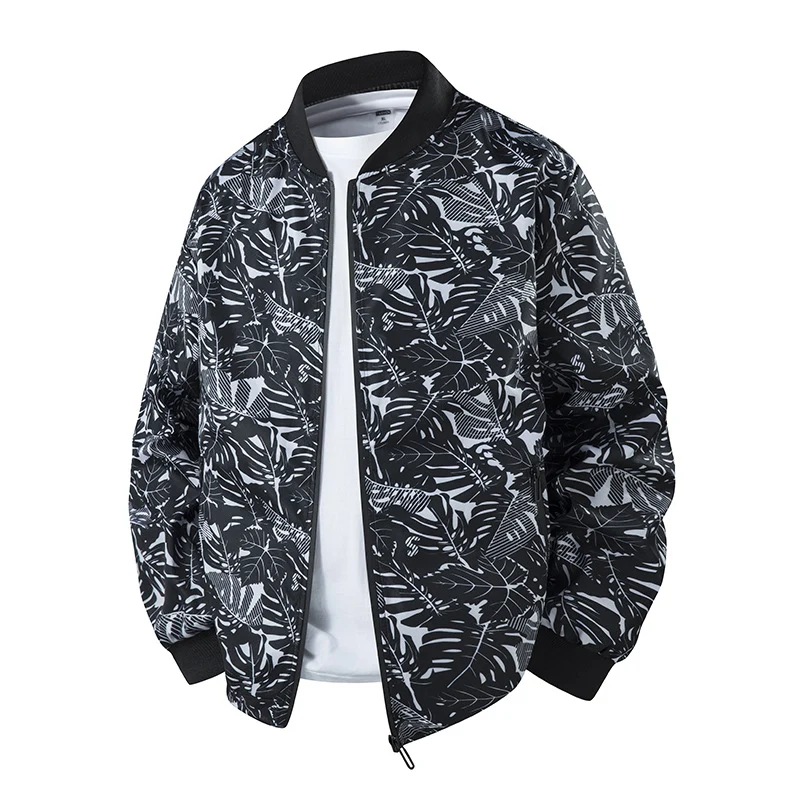 Herren Stylische Bomberjacke mit floralem Muster Drune
