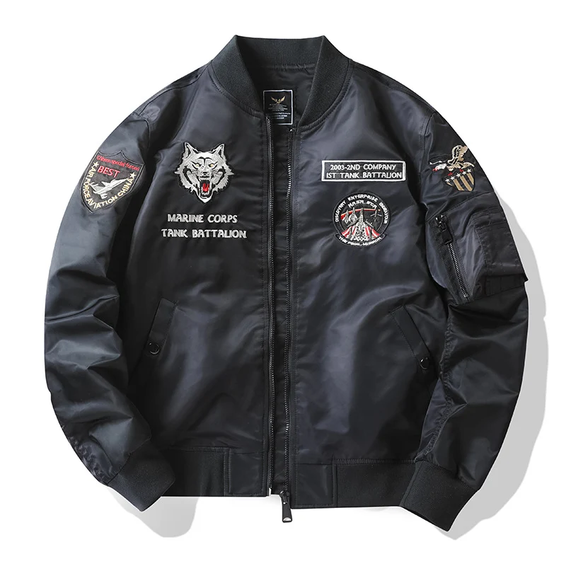 Herren Stylische Bomberjacke mit aufwendigen Applikationen Drune