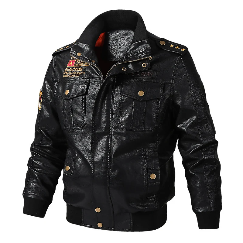 Herren Stilvolle Kunstlederjacke Drune