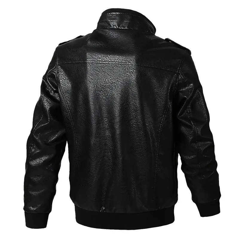 Herren Stilvolle Kunstlederjacke Drune