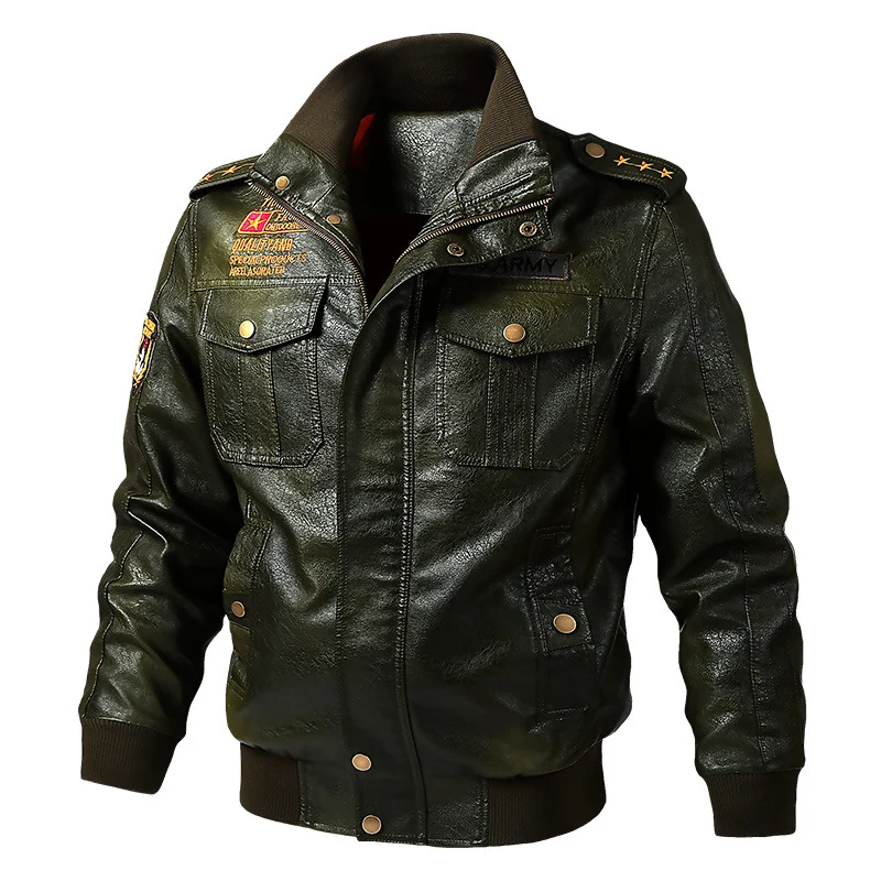 Herren Stilvolle Kunstlederjacke Drune
