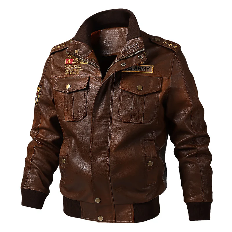 Herren Stilvolle Kunstlederjacke Drune