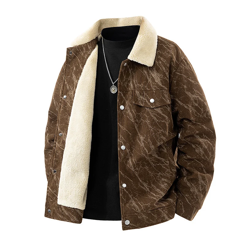Herren stilvolle Cordjacke mit Teddyfutter Drune