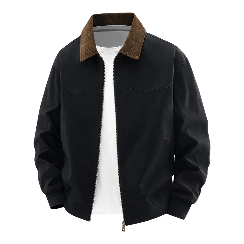 Herren Stilvolle Bomberjacke mit Cordkragen Drune
