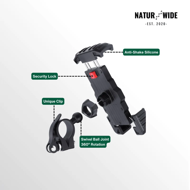 Secure Motorcycle & Bike Phone Mount - 1s Quick Lock