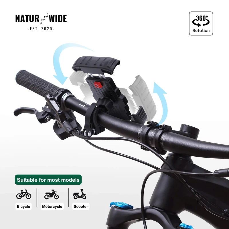 Secure Motorcycle & Bike Phone Mount - 1s Quick Lock