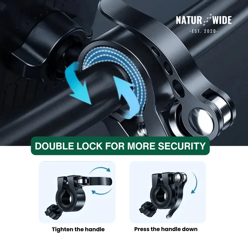 Secure Motorcycle & Bike Phone Mount - 1s Quick Lock