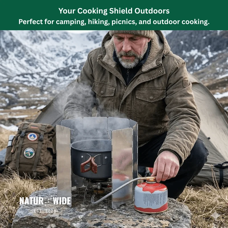 Ultralight 9-Plate Foldable Camping Stove Windshield