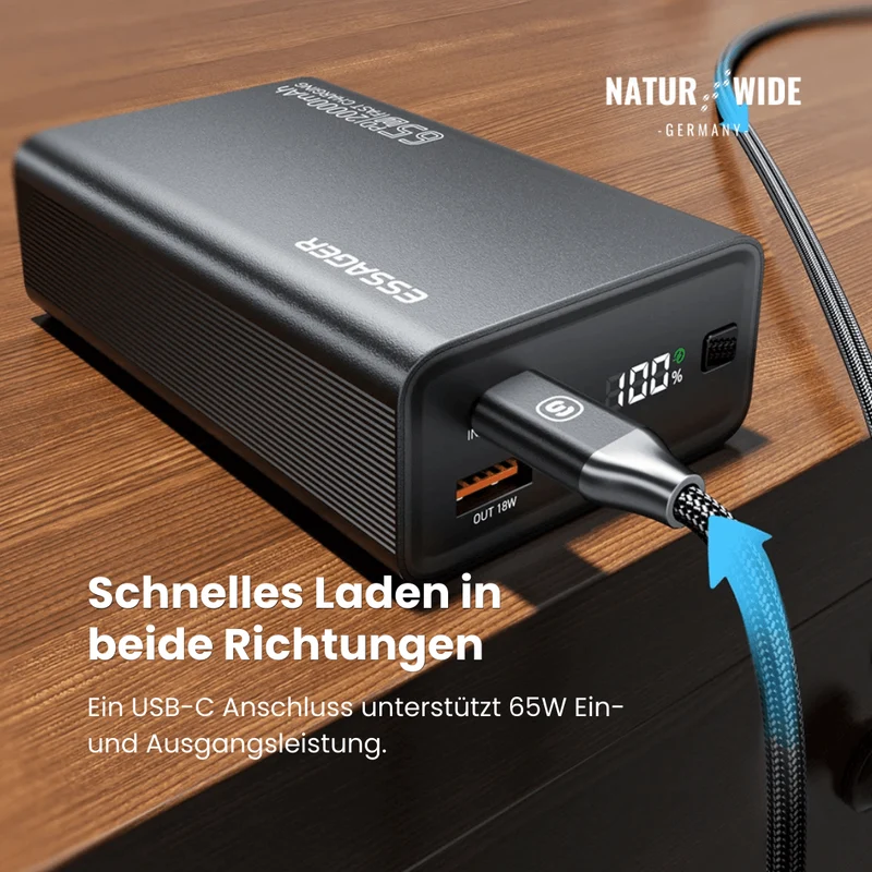 65W Schnelllade-Powerbank mit 20.000 mAh