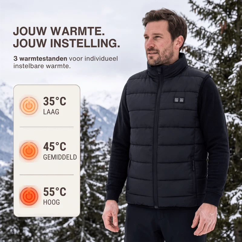 Verwarmde bodywarmer met 9 verwarmingszones – ultralicht, USB-gevoed & ideaal voor outdooravonturen