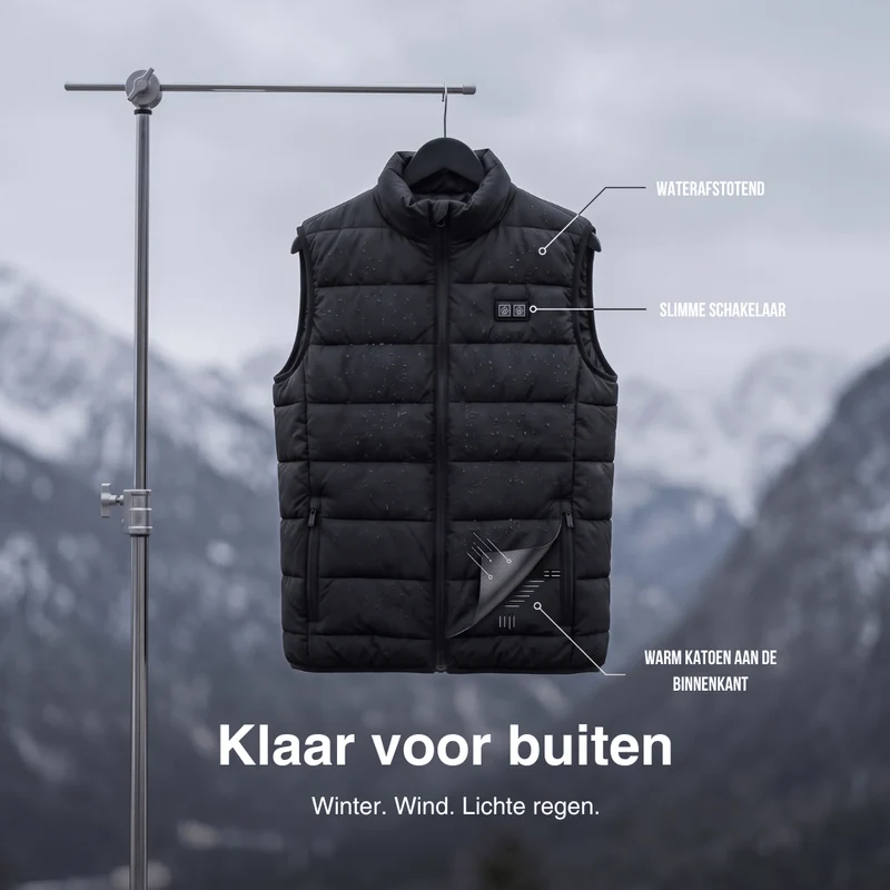Verwarmde bodywarmer met 9 verwarmingszones – ultralicht, USB-gevoed & ideaal voor outdooravonturen