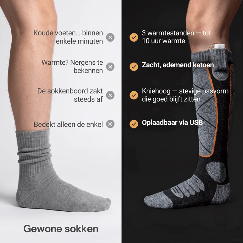 Verwarmde sokken – Perfect voor skiën, outdoor & winter