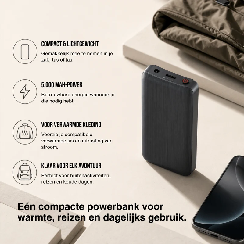Powerbank voor Verwarmde Sokken — 3.7V / 2A, 2×4,000 mAh