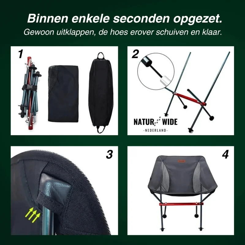 Naturwide Opvouwbare Stoel Pro – Comfortabel & Draagbaar