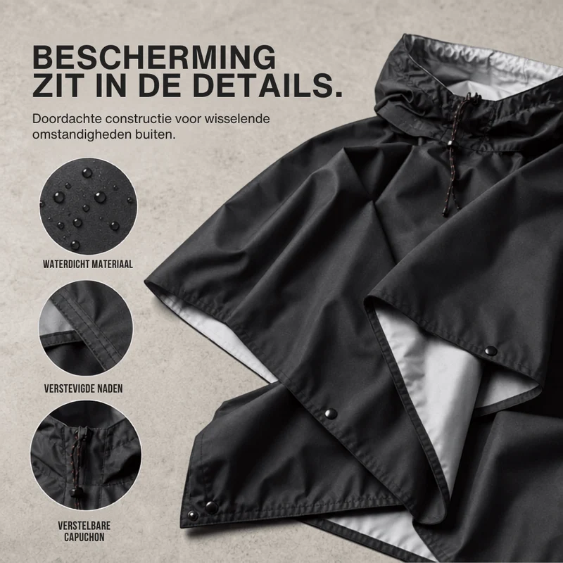 3-in-1 Waterdichte Regenponcho – Tentzeil & Grondzeil