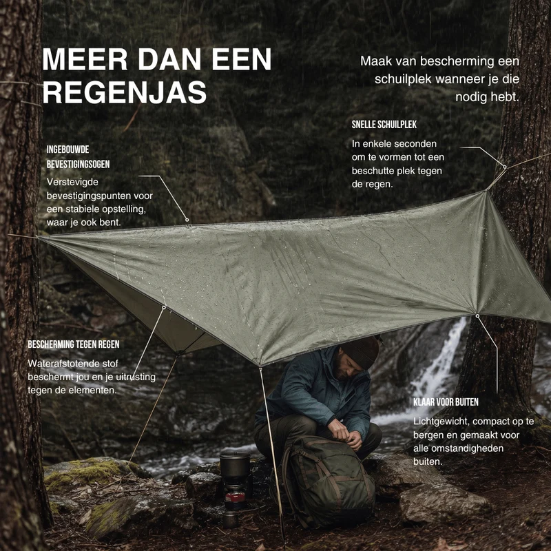 3-in-1 Waterdichte Regenponcho – Tentzeil & Grondzeil