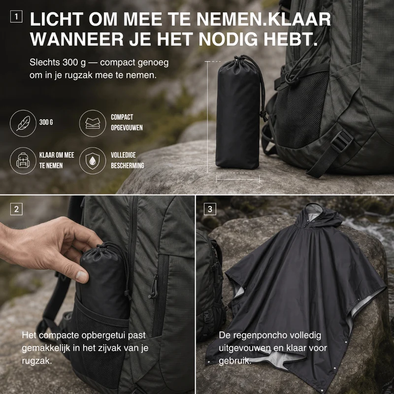3-in-1 Waterdichte Regenponcho – Tentzeil & Grondzeil