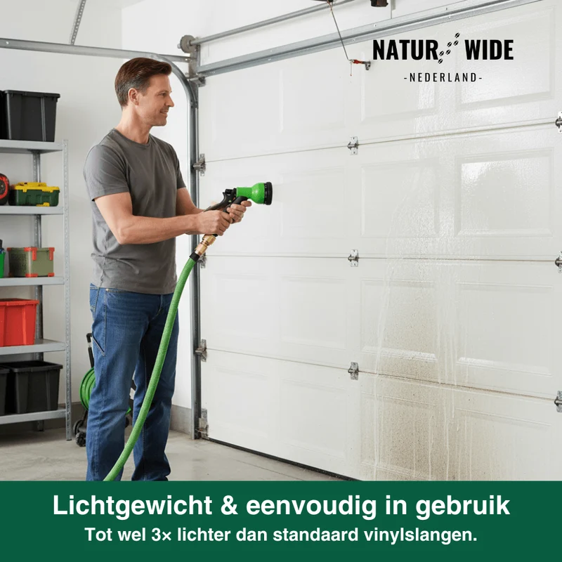 AquaFlex Pro – Flexibele Tuinslang met 8 Sproeifuncties