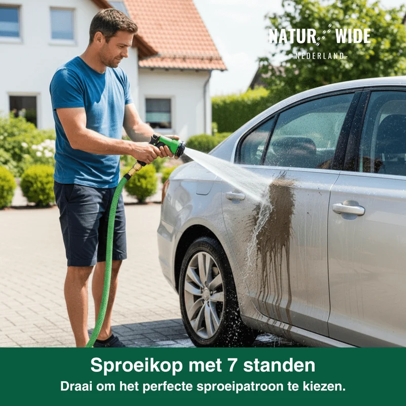 AquaFlex Pro – Flexibele Tuinslang met 8 Sproeifuncties
