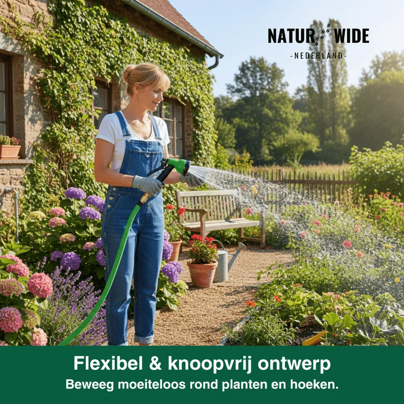 AquaFlex Pro – Flexibele Tuinslang met 8 Sproeifuncties