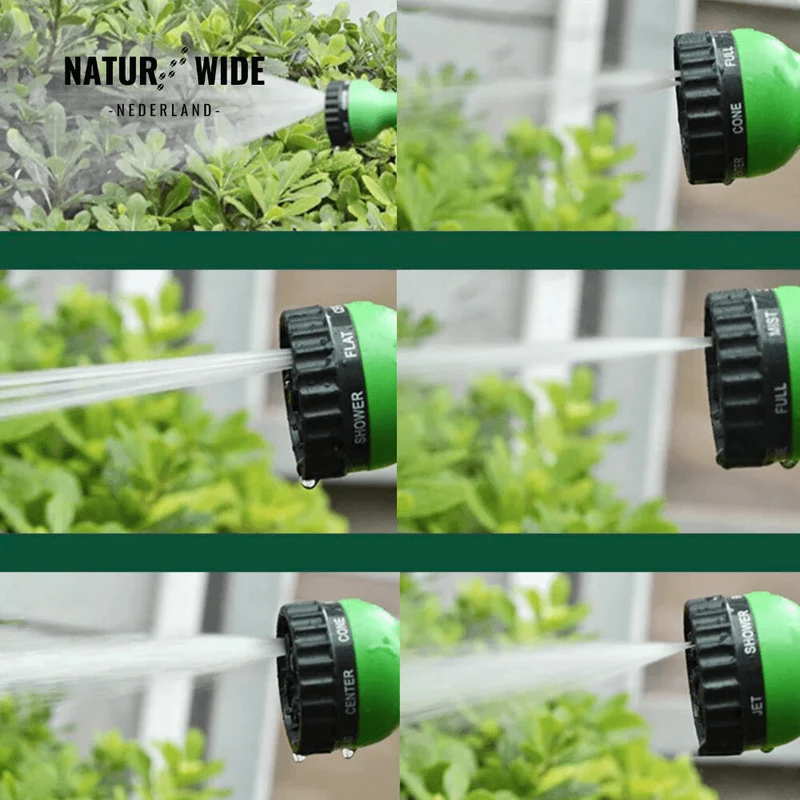 AquaFlex Pro – Flexibele Tuinslang met 8 Sproeifuncties
