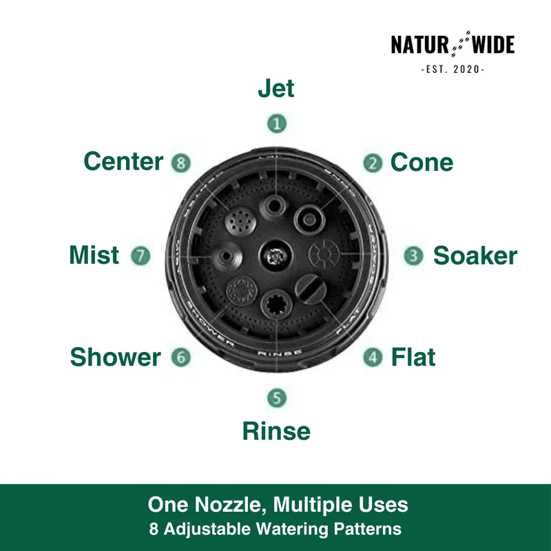 Garden Hose Nozzle 8-in-1 – Non-Slip & Versatile