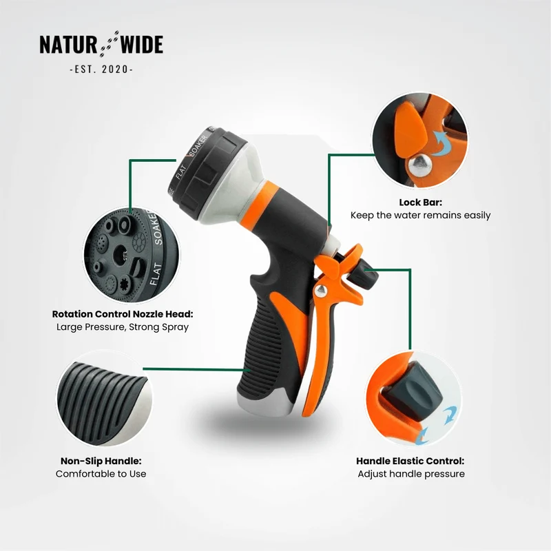 Garden Hose Nozzle 8-in-1 – Non-Slip & Versatile