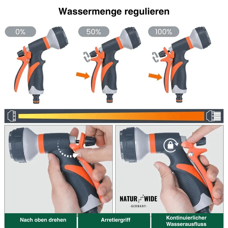 Garten-Handbrause 8-in-1 – Rutschfest & Vielseitig