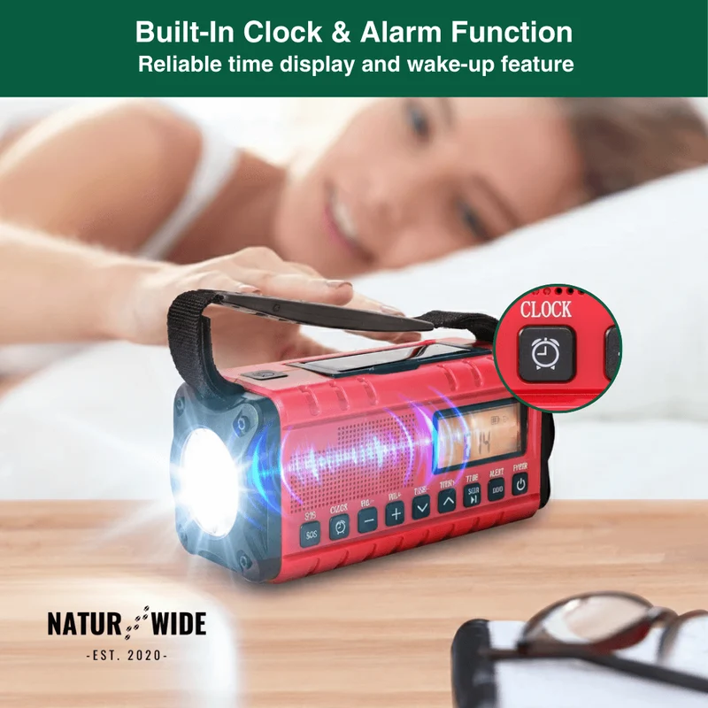 Emergency Crank Radio 10000mAh – Solar, Flashlight & SOS Alarm