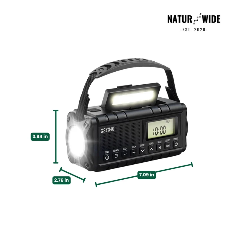 Emergency Crank Radio 10000mAh – Solar, Flashlight & SOS Alarm