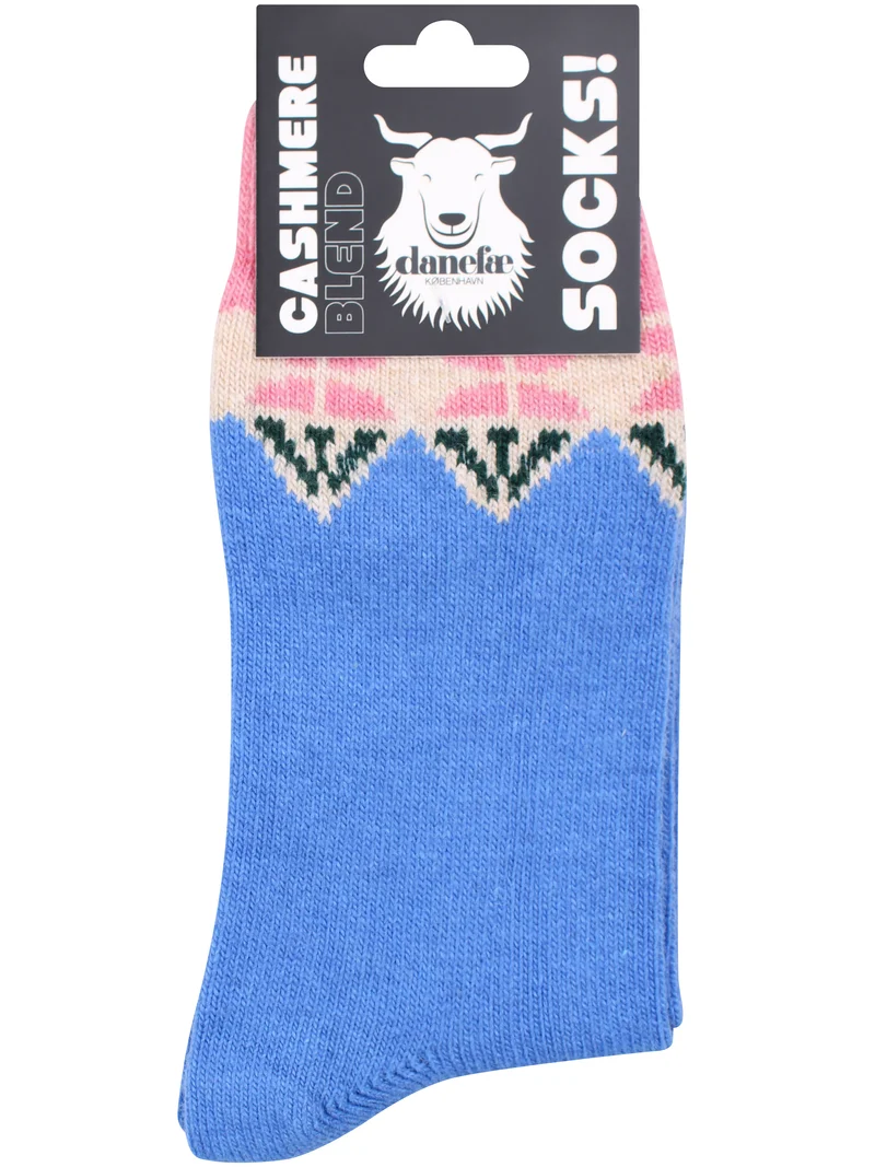 Danalvhild Cashmere Socks Fresh Blue FLOWER