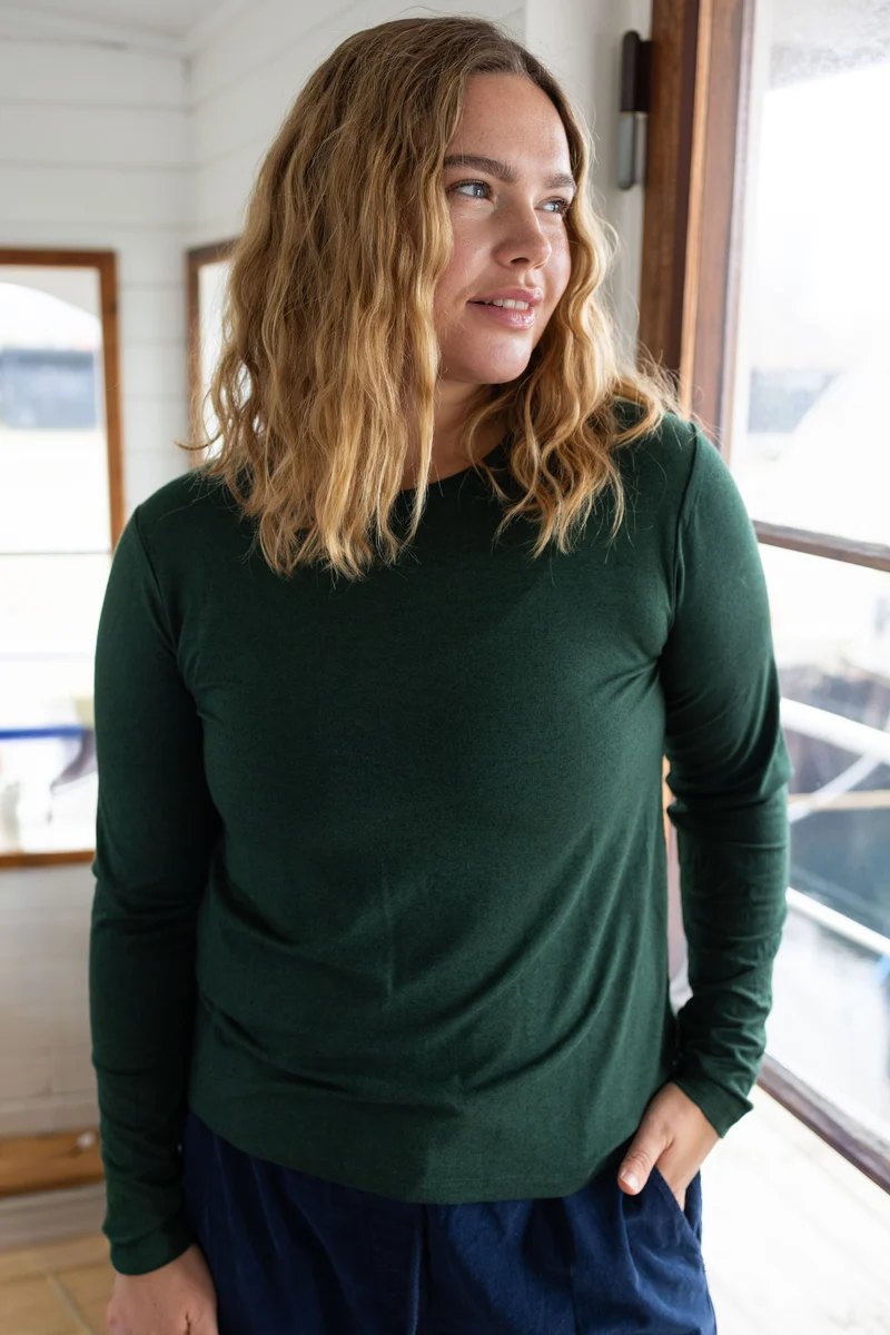 Danemerry Wool LS Tee Dark Forest