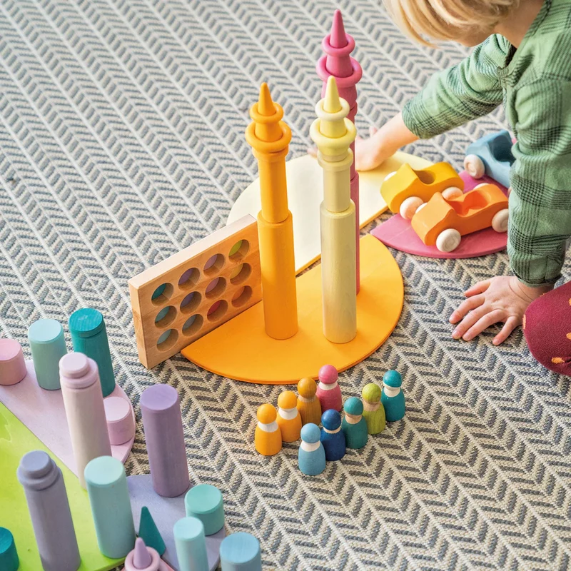 Steckspiel „Kleine Walzen“ | Motorik-Spielzeug aus Holz | Grimms