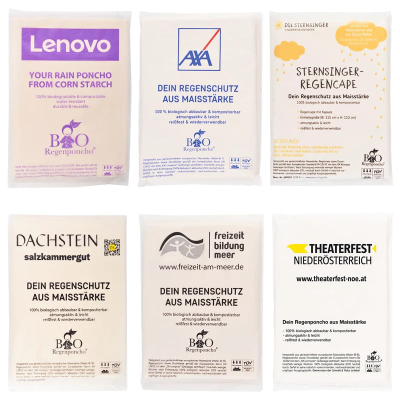 Bio-Regenponcho individuell bedruckt – 30 × 30 cm