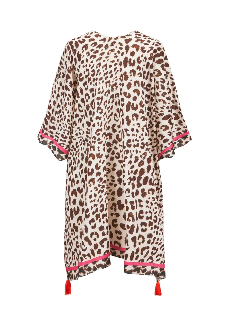 Poncho aus Viskose mit Leo-Muster
