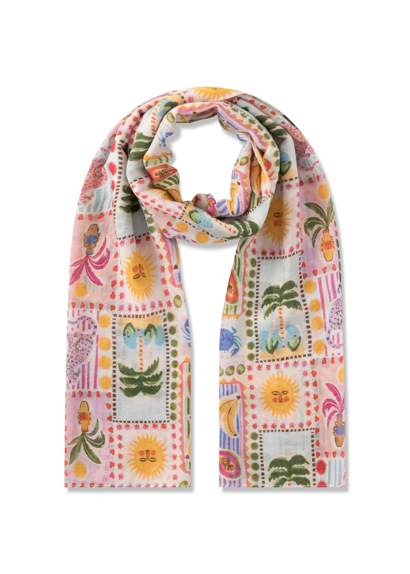 Schal aus Modal-Baumwoll-Mix mit farbenfrohem Sommerprint