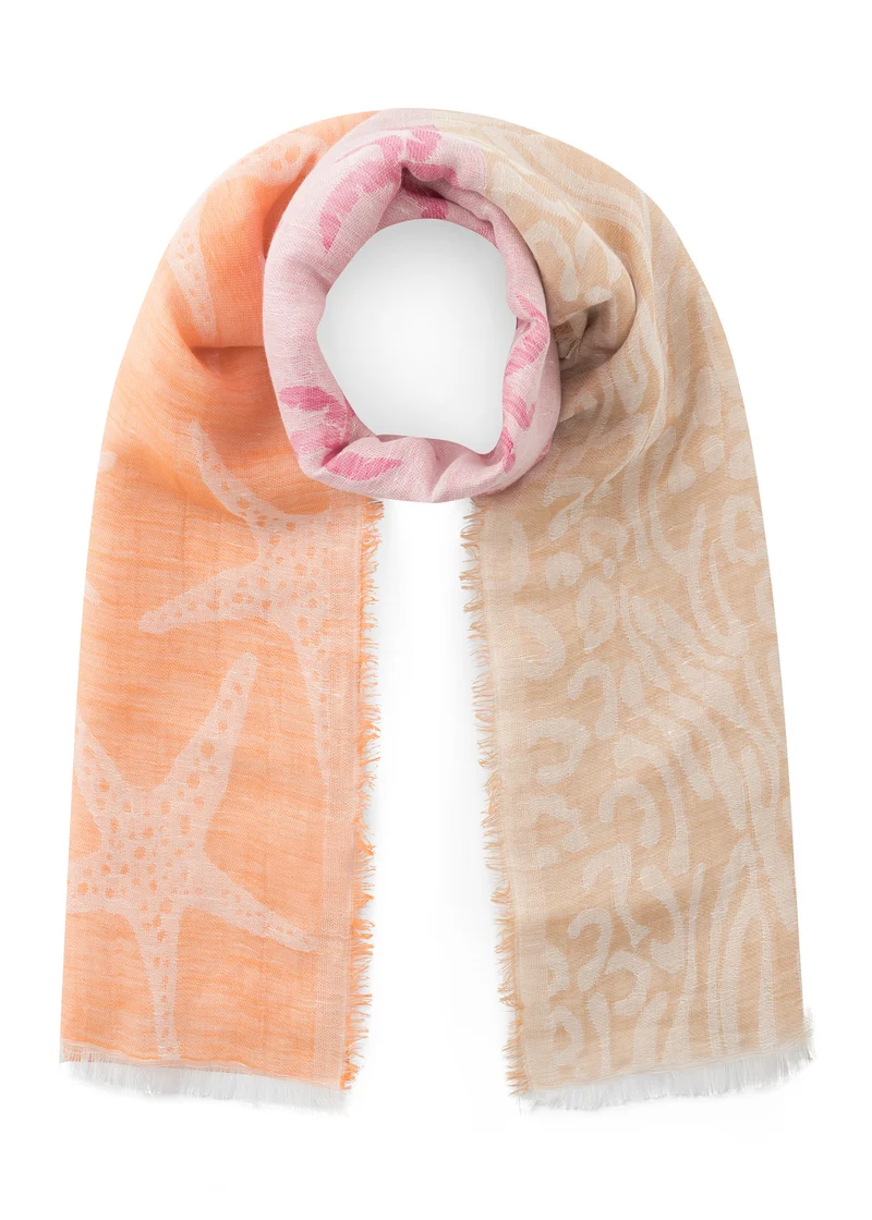 Jacquard-Schal aus Baumwoll-Leinen-Mix