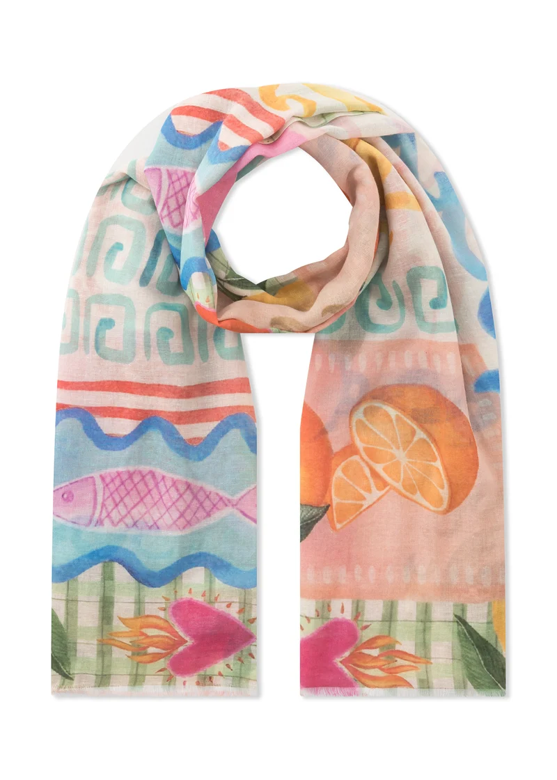 Schal aus Baumwollmix mit sommerlichem Patchwork-Muster