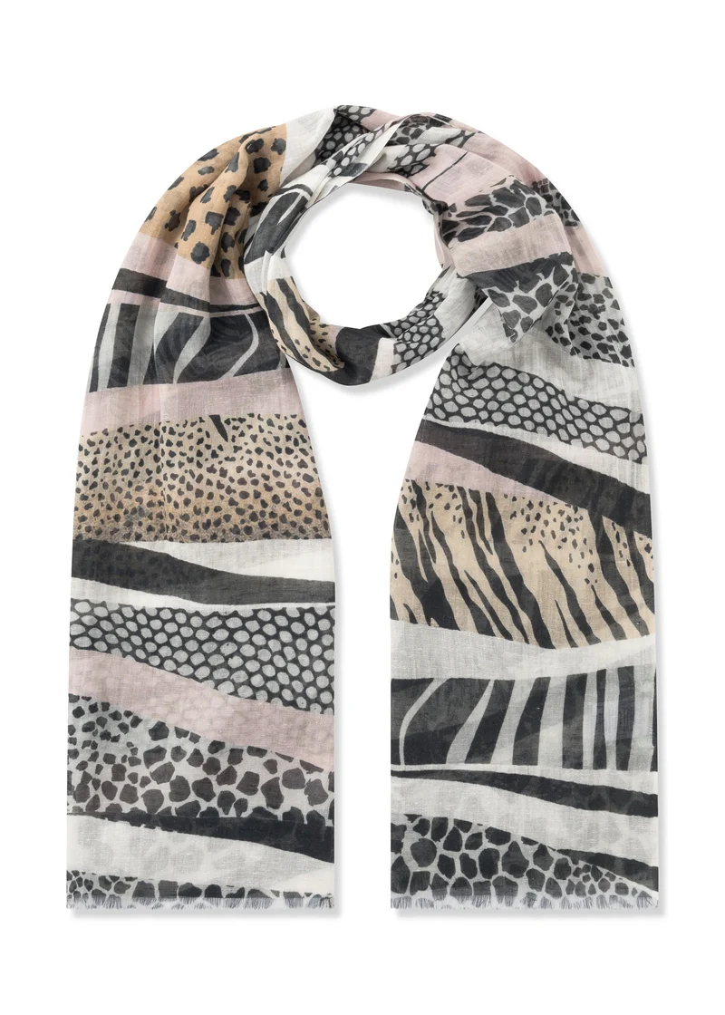 Schal aus Baumwoll-Mix mit Animal-Print