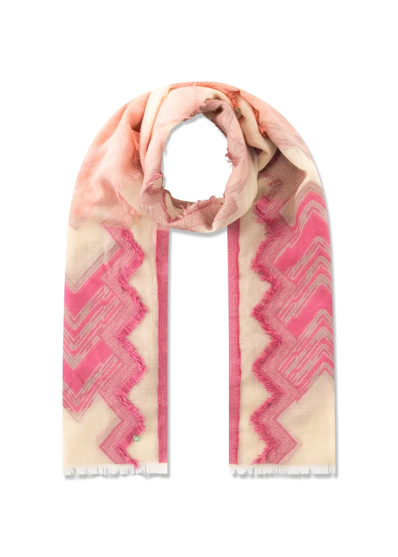 Jacquard-Schal aus Baumwoll-Mix mit Zickzackmuster